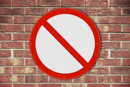 A no entry sign on a brick wall background