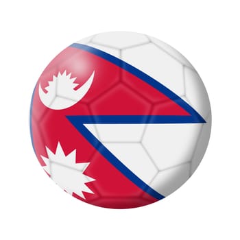 A Nepal soccer ball football 3d illustration isolated on white with clipping path