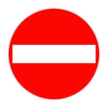 A no entry sign with clipping path