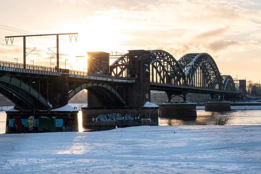 Cologne, Germany - January 18, 2024: Panoramic image of Cologne during wintertime on January 18, 2024 in Germany, Europe
