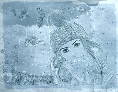 hand drawn illustrations portraits, animal objects and landscapes