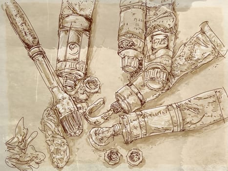 hand drawn illustrations portraits, animal objects and landscapes