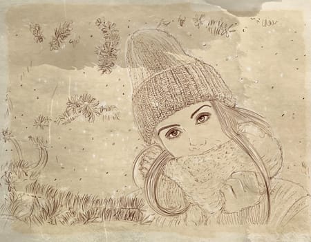 hand drawn illustrations portraits, animal objects and landscapes