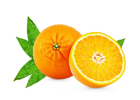 Orange fruit isolated on white background. An orange is a fruit of various citrus species in the family Rutaceae