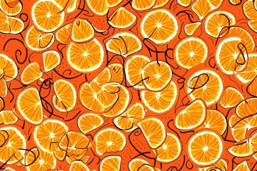 textured illustration with fresh orange fruits