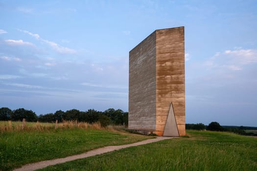 Mechernich, Germany - August 20, 2024: Panoramic image of Brother Klaus Field Chapel close to Mechernich on August 20, 2024 in North Rhine Westphalia, Germany