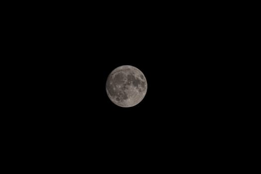 Nocturnal Reverie: Lunar Serenity in Telephoto Portrait.Embark on a journey of celestial wonder as the almost full moon is revealed in exquisite detail against the tranquil night sky.
