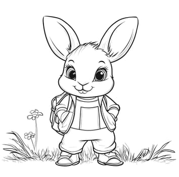 Coloring for children, coloring animals and birds, rabbit