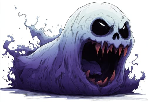 Evil ghost in the form of a skull on a white background. Selective focus.
