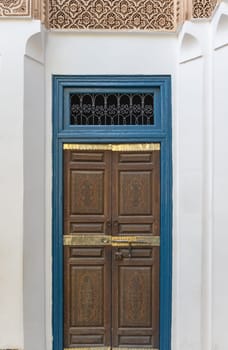 Closeup of the door at Bahia Palace. Marrakesh, Morocco. Vertically. 