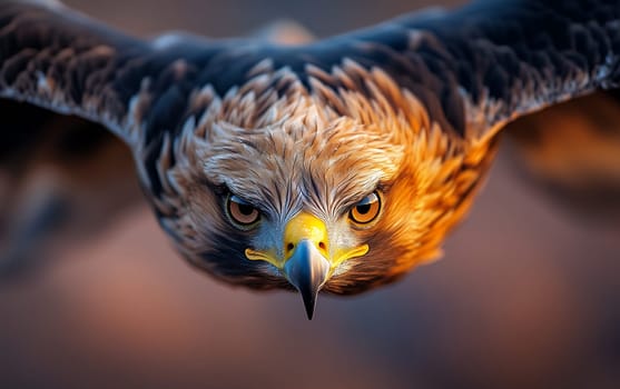 Majestic golden eagle in flight captures stunning detail and intensity.