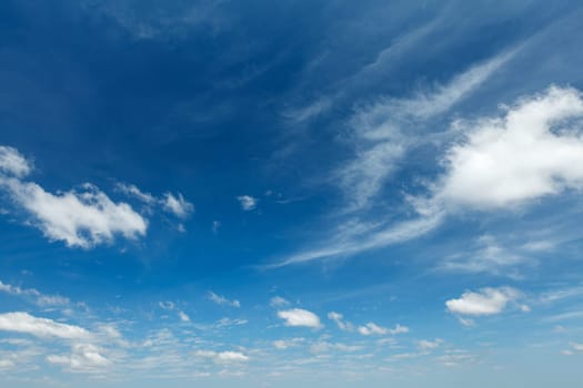 Clear Blue Sky with Whispy White Clouds - Perfect for Nature and Weather Backgrounds