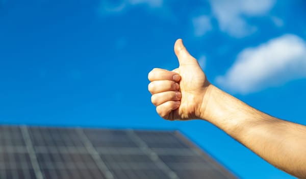 Solar panels on the roof of the house. Selective focus. nature.
