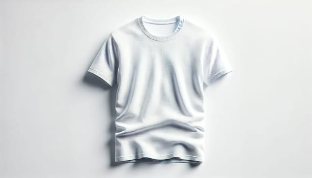 Plain white t-shirt displayed flat against a white background, viewed from a slightly higher angle. The t-shirt is perfectly smooth and centered, highlighting its high-quality fabric with no wrinkles or shadows.