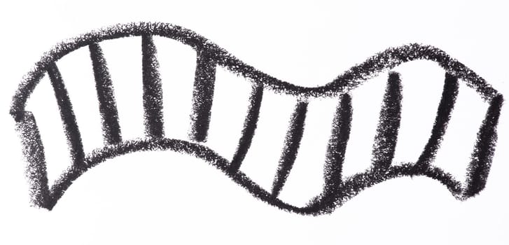 Wavy line drawn with black crayon on a white background. Crayon texture is clearly visible, creating an uneven and hand drawn effect