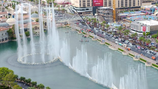 Fountains of Bellagio, a stunning water ballet show in Las Vegas, Nevada. Las Vegas NV USA - 19.09.2023