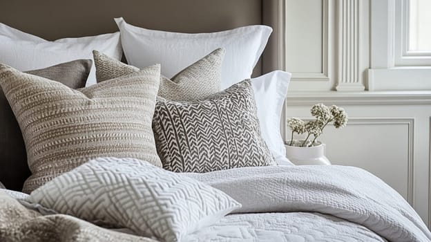Elegant English interiors, featuring rich fabrics, delicate floral patterns, and timeless decor with a romantic and sophisticated atmosphere