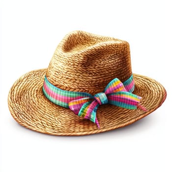 A stylish straw hat with colorful ribbon bow, perfect for summer outings and sunny days