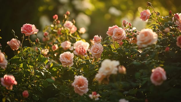 English rose garden, elegant floral archways, and serene countryside landscapes. Timeless charm, pastel hues, and romantic beauty create an enchanting outdoor retreat idea