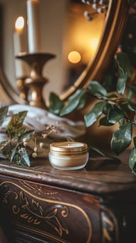 Cosmetic cream in a glass jar. Skin care concept. Background for beauty products
