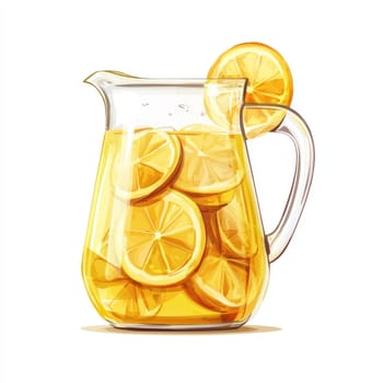 A refreshing pitcher of lemonade filled with sliced lemons, perfect for summer enjoyment