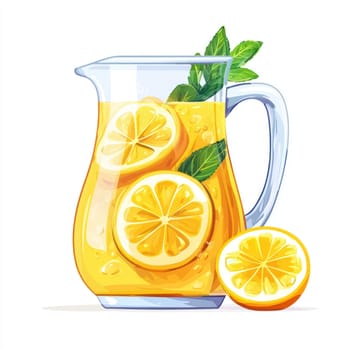 A refreshing pitcher of lemonade with lemon slices and mint leaves, perfect for summer vibes
