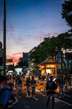 Akita kanto festival, august 2024, in Japan. High quality photo