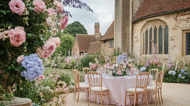 Elegant English afternoon tea setting in the countryside garden idea