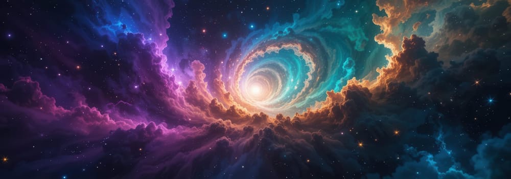 Fantastic abstract cosmic background with glowing clouds and stars