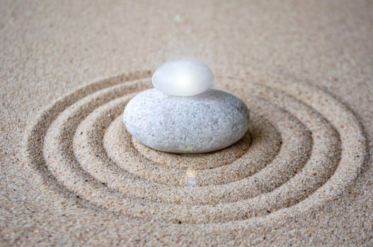 Zen stones with with light with customizable space for text.