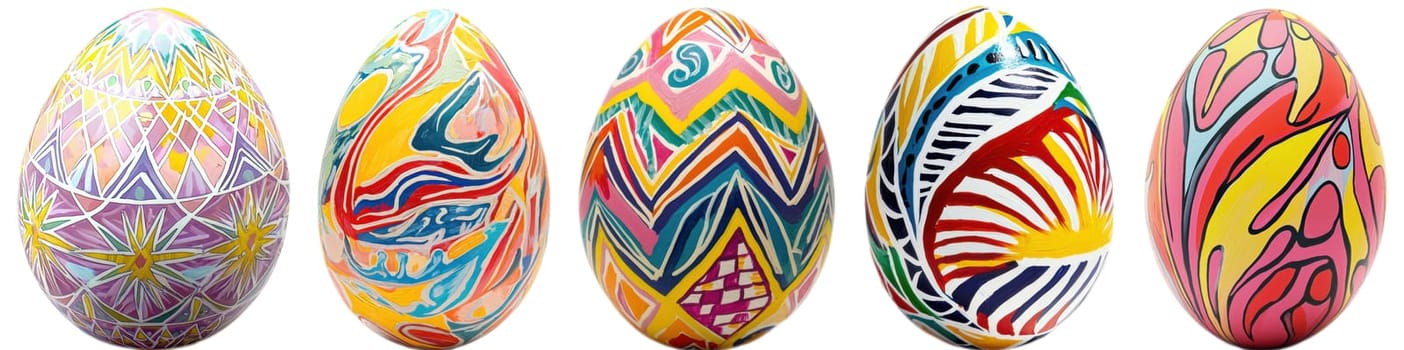 Vibrant and artistic handpainted Easter eggs that showcase a variety of unique and creative designs