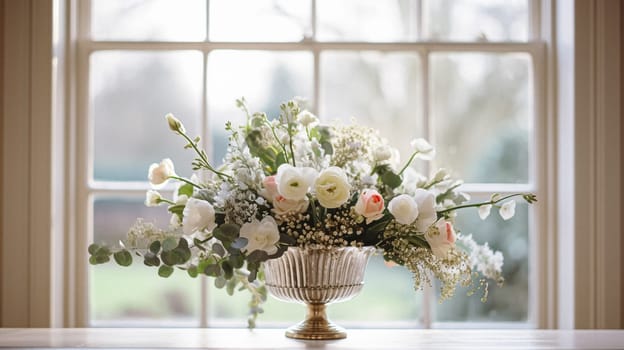 Floral arrangement with winter or early spring botanical plants and flowers idea