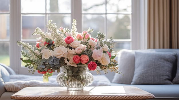 Floral arrangement with winter or early spring botanical plants and flowers idea