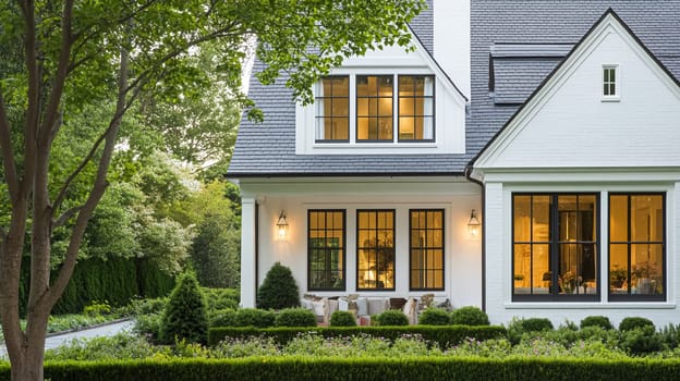 Grand and refined English countryside home, featuring timeless architectural elegance, manicured gardens, and charming details that exude sophistication and heritage idea