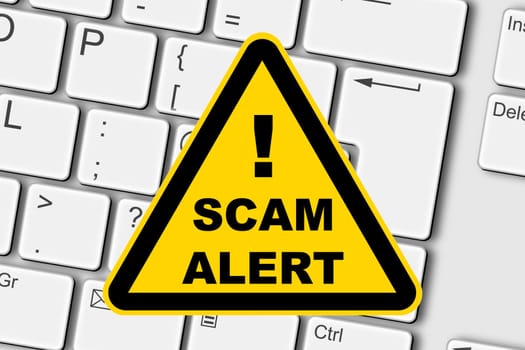 A scam alert concept PC computer keyboard