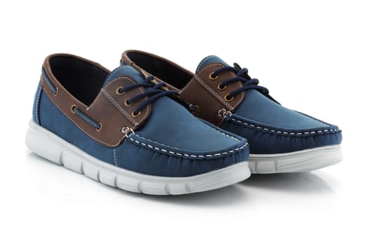 A pair of mens blue shoes