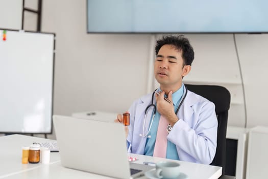 In a telehealth setup, the physician evaluates a patient's health concerns online, demonstrating the efficiency of remote assessments.