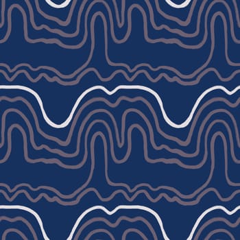 Hand drawn seamless pattern in trendy blue mauve colors. Simple modern comtemporary minimalist line brushstrokes, elegant purple mavy shapes in minimal design print, texture textile wrapping paper wallpaper ornament