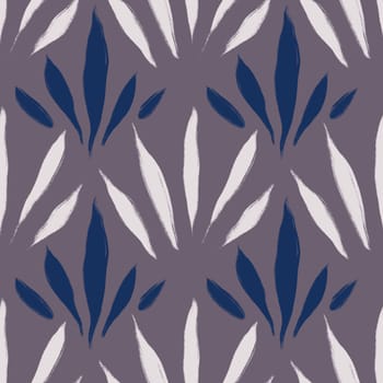 Hand drawn seamless pattern in trendy blue mauve colors. Simple modern comtemporary minimalist line brushstrokes, elegant purple mavy shapes in minimal design print, texture textile wrapping paper wallpaper ornament