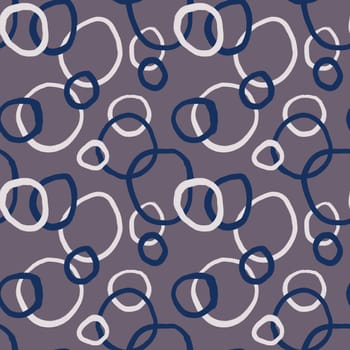 Hand drawn seamless pattern in trendy blue mauve colors. Simple modern comtemporary minimalist line brushstrokes, elegant purple mavy shapes in minimal design print, texture textile wrapping paper wallpaper ornament