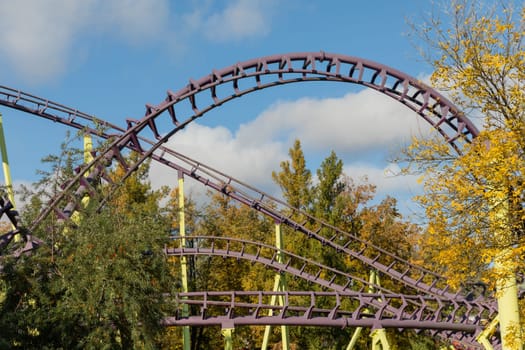 Amusement roller coaster for fun in park