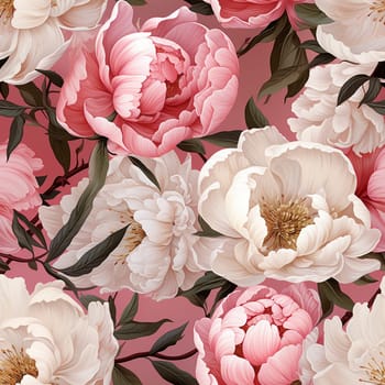 Peony floral seamless pattern tile, created with generative AI