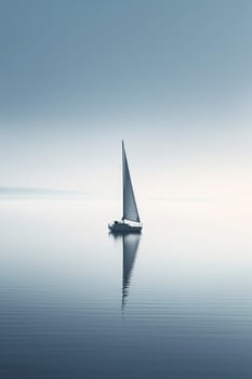 Sailbot floating on the calm water surface, created with generative AI