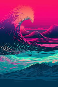 Waves illustration abstract, created with generative AI