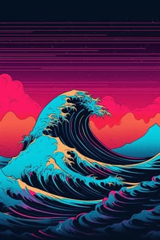 Waves illustration abstract, created with generative AI
