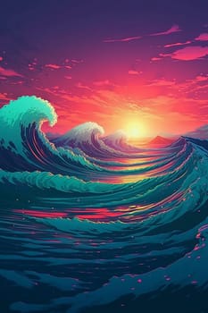 Waves illustration abstract, created with generative AI