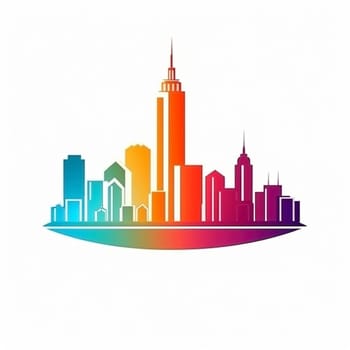 Modern iconic city logo on the white background, created with generative AI