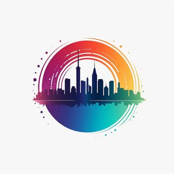 Modern iconic city logo on the white background, created with generative AI