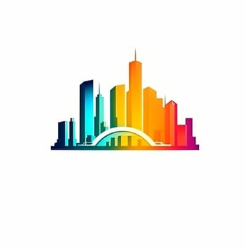 Modern iconic city logo on the white background, created with generative AI
