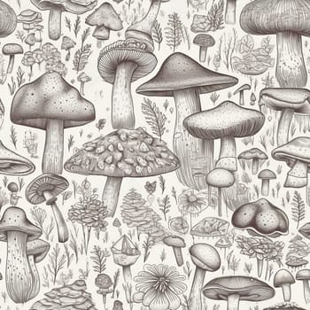 Mushroom seamless pattern tile, created with generative AI